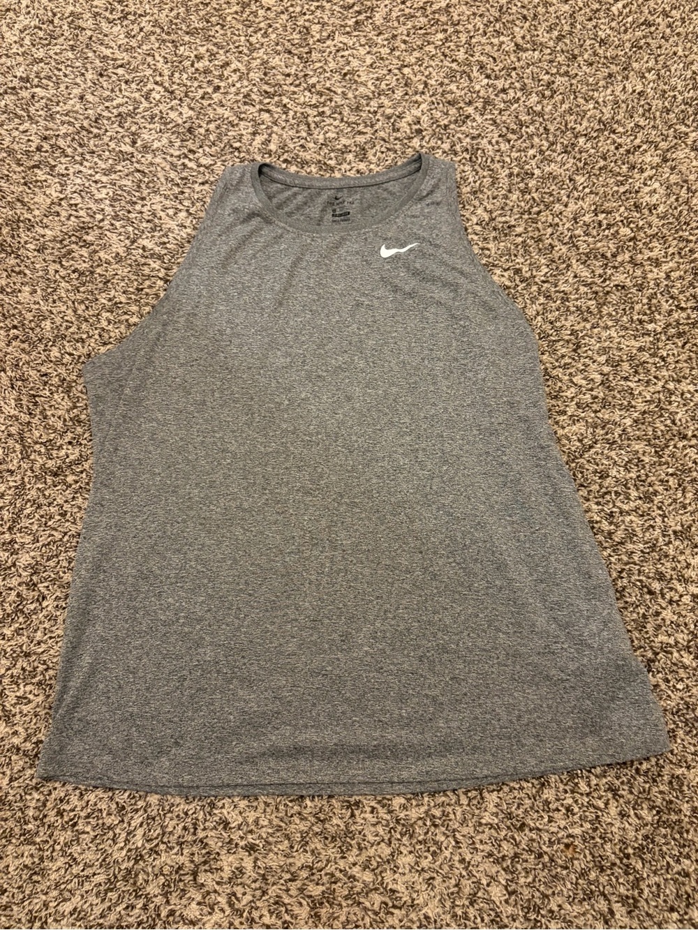 Nike Women's Heather Gray Performance Tank with White Swoosh